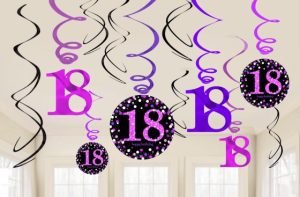 Pink 18th Swirl Decorations