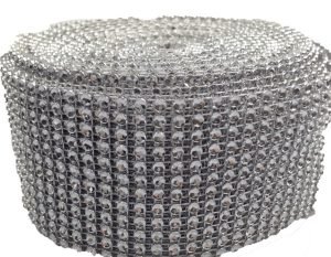 Silver Rhinestone Diamond Mesh