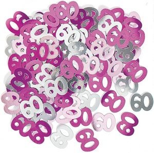60th Silver Pink Birthday Confetti