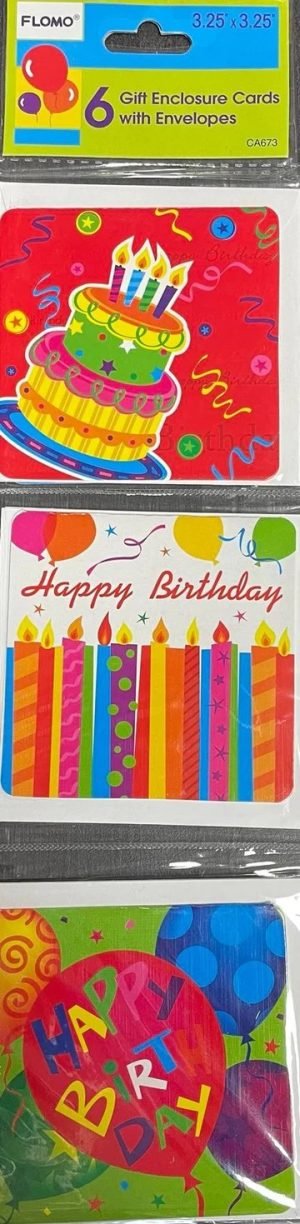 Mini Gift Birthday Cards with Envelopes 6pk
