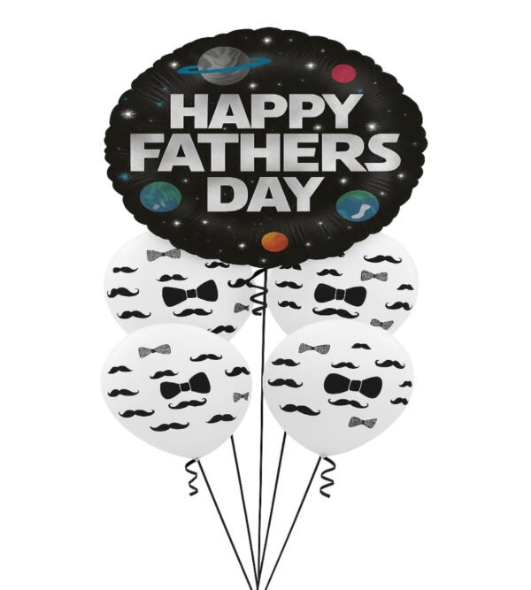 Father's Day balloon bouquet black foil with mustache latex