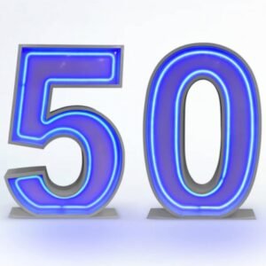 Neon number 50 light up numbers for birthday party hire Sydney