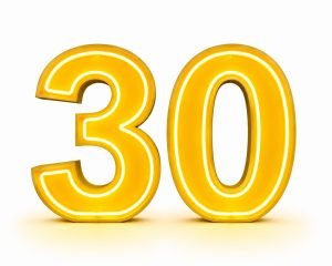 Neon number 30 light up numbers for birthday party hire Sydney
