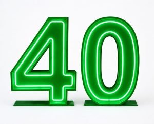 Neon number 40 light up numbers for birthday party hire Sydney