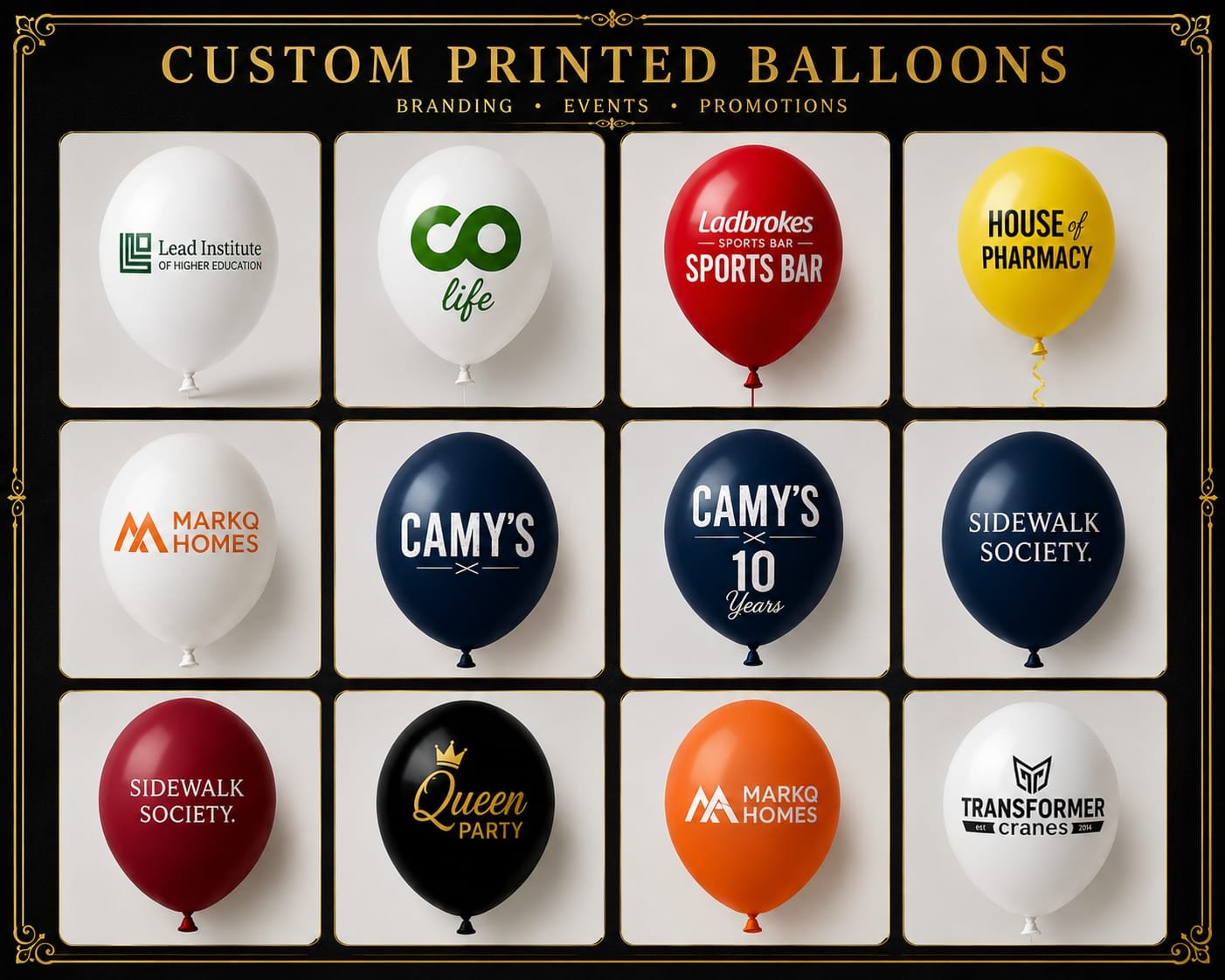 Custom printed logo balloons in Sydney